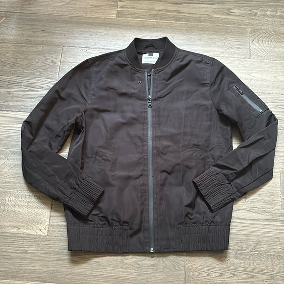 🔥Topman🔥 |  Black shiny lightweight bomber jacket - Picture 1 of 12